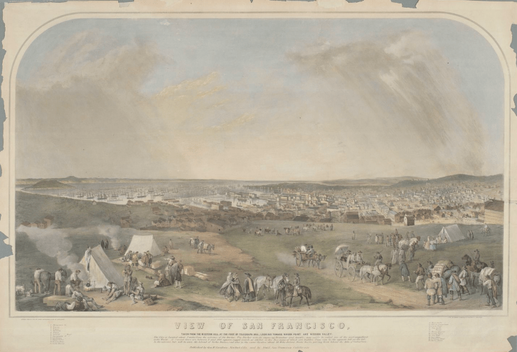 View from south foot of Telegraph before Broadway was graded through